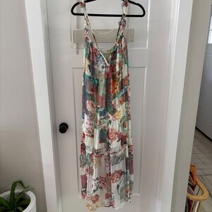 NWT By Anthropologie Chiffon Floral Patchwork Midi Dress size Medium $188 Boho